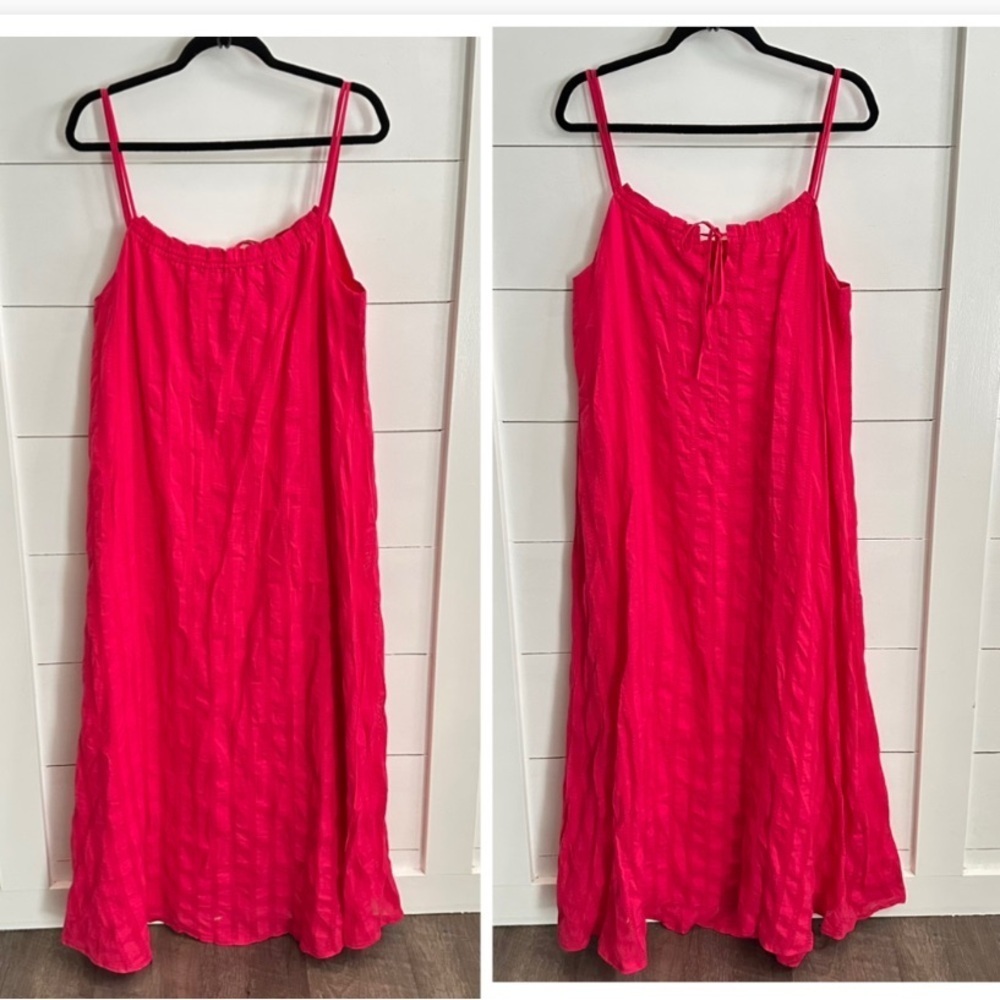 NWT M BB DAKOTA spaghetti strap pink loose fit woman cotton maxi dress coastal - Picture 2 of 12